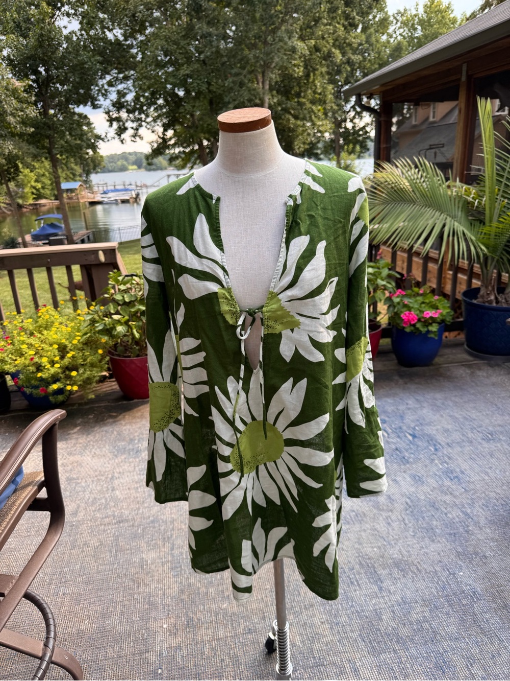 NWOT Green Floral Women's Swim Cover-Up Tunic LOFT